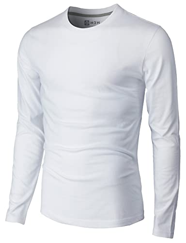 H2H Mens Casual Slim Fit Long Sleeve T-Shirts Soft Lightweight V-Neck/Crew-Neck Size XS to 3XL