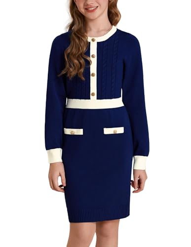 GRACE KARIN Mädchen Pullover Kleid Herbst Winter Kleid Rundhals...
