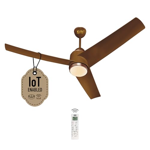 Image of KUHL Windzz K3 1320 mm 65% Power Saving BLDC Ceiling Fan | BEE 5 Star Rated & ISI Marked | High Air Flow | 5 Year Warranty on Motor | IoT - Operate via Mobile & Alexa | Brown | Free Installation
