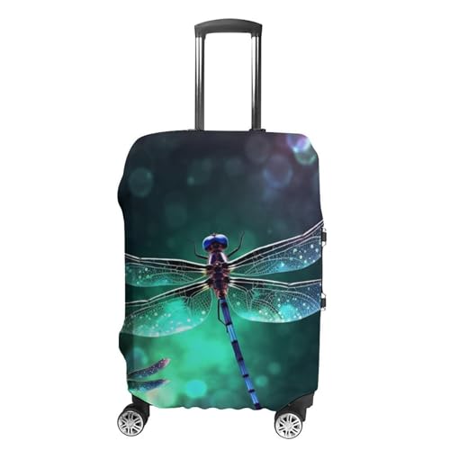 Galaxy Animal Dragonfly Luggage Cover, Washable Elastic Suitcase Cover Protector Fit 18-32 Inch Luggage