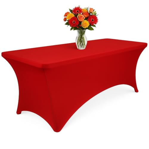 Nappe de table rouge stretch 122x74cm housse de protection élasthanne buffet - 2
