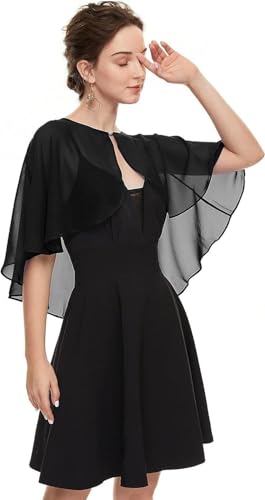 UNAOIWN Soft Chiffon Scarfs Shawls and Wraps for Evening Dresses Wedding Shawl Wraps Bridal Scarve for Women Black,one size2