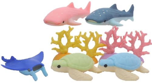 Iwako blister pack de acuario con 7 borradores japoneses coleccionables