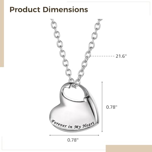 Homaisson Cremation Urn Necklace for Ashes, 3-Pack Heart-Shaped Memorial Urn Jewelry Set with Adjustable Stainless Steel Chain, Engraved Keepsake Pendant for Loved Ones4