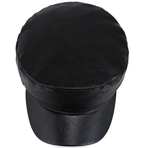 Gorra octogonal de mujer estilo boina de piel sintética miniatura 6