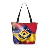 Breaux Flamingo Totalisator-Taschen, bedruckte Tragetaschen, wiederverwendbare Einkaufstaschen, Einkaufstaschen für Frauen und Mädchen, Flagge Venezuelas, Einheitsgröße