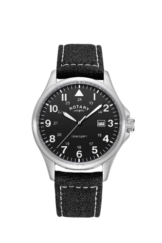 Rotary Orologio Uomo Quarzo Stile Pilota – Quadrante Verde, Cinturino In Tela Verde E Cassa In Acciaio 40mm GS00473/56