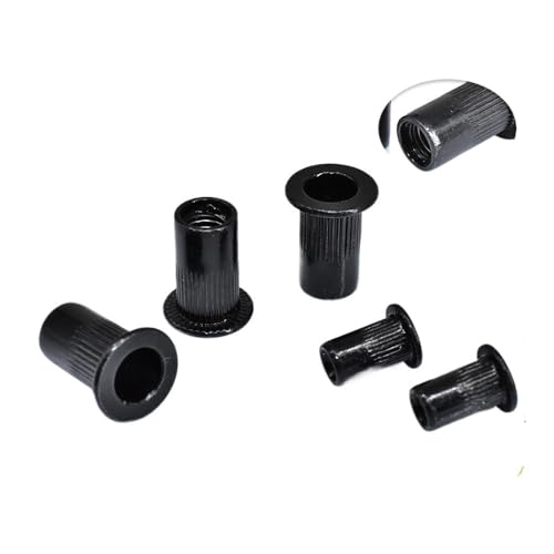5-30Pcs M3 M4 M5 M6 M8 M10 M12 Black Rivet Nut Zinc-Plated Knurled Flat Head Threaded 5/10/15/30/50PCS Metric Thread Insert Nuts Fastener Metal Screws(5pcs,M4)