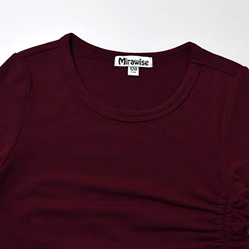 Image of Mirawise Girls Casual Long Short Shirts Tunic Tops Tee Shirt T-Shirts Side Tie Blouse 4-13 Years