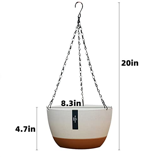 Lookat 3 Pack Plastic Hanging Planters Set ,8.3 Inch Hanging Flower Plant Pot With Drainage Hole For Indoor Outdoor Plants, Round Hanging Basket With Removable Tray For Home Garden Porch Balcony Patio Decor thumb #4