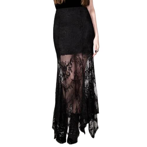 Killstar Rosa Lace Maxi Woman's Skirt Black Sheer Gothic Alternative-M