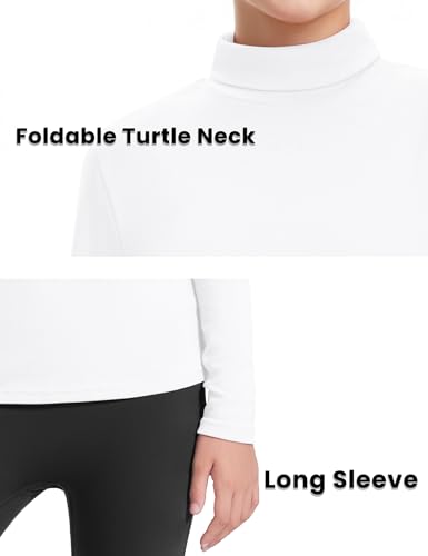 Auranso Girls Long Sleeve Shirts Kids Turtleneck Solid Color Turtle Neck Basic Warm T-Shirt3