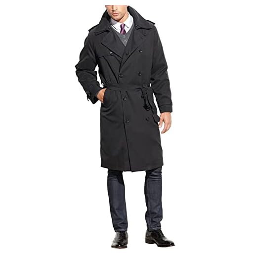 LONDON FOG Men's Iconic Trench Coat, Charcoal, 40 Long
