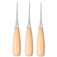 SGERUFZ 3er Set Ahle mit Holzgriff, Leder-Vorstecher mit Holzgriff, Profi Ahle Werkzeug, Nähset mit Rundahle und Prickelnadeln, DIY-Lederhandwerkswerkzeug, zum Nähen und Stanzen von Leder
