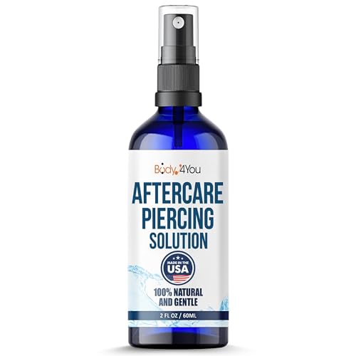 BodyJ4You Piercing Aftercare Spray - Saline Solution for Piercings Wound Wash Sterile Saline - Keloid Bump Removal Ear Nose Septum Belly Button Cartilage - Sea Salt Earring Cleaner Fine Mist 2 Fl Oz