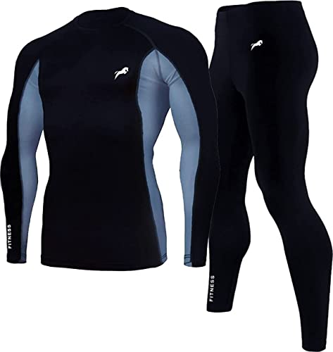 Image of JUST RIDER Men's Sports Running Set Compression Shirt + Pants Skin-Tight Long Sleeves Quick Dry Fitness Tracksuit Gym Yoga Suit Athletics Fit