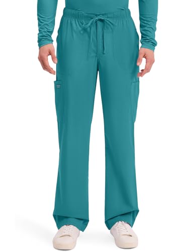 Image of Cherokee WW Professionals Scrubs for Men Tapered Leg Mens Cargo Scrub Pants | Comfortable Poplin Fabric, 2-Way Stretch, Zip Fly, Drawstring, Easy Care, For Active Shifts, Made for Nursing Professionals