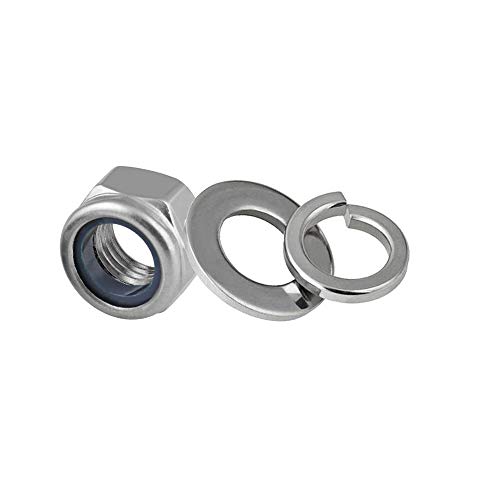 Image of 304 Stainless Steel Machinery Shoulder Lifting Eye Bolt, 6 PCS M8 Extended Thread Lifting Eyebolts with Lock Nuts, Lock Washers, Flat Washers