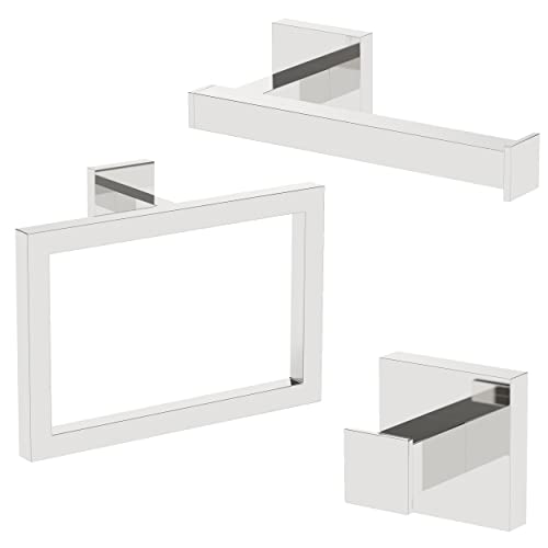 Architeckt Saturn Range Square Chrome Bathroom Accessories (3 Piece Set)