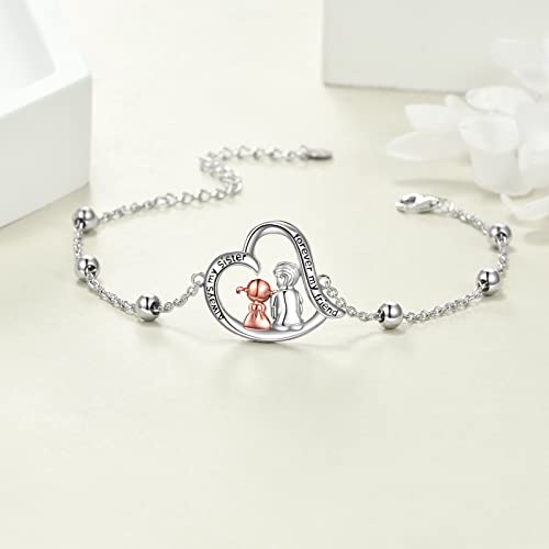 CRMAD Brother and Sister Bracelet - Sterling Silver Jewelry Gift from Brother (17.5+5cm)4