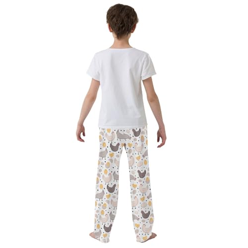 ZZXXB Chicken Eggs Boys Long Pants Soft Trousers Elastic Waist Kids Lounge Bottoms with Pockets S-XL3