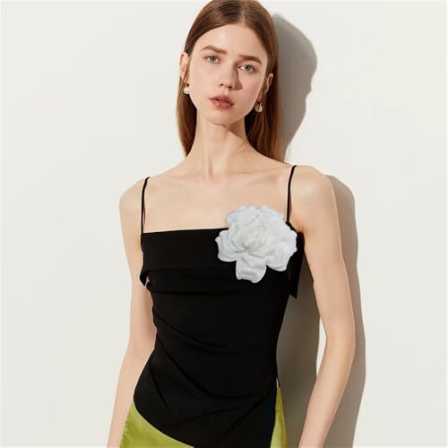 Image of Flash Camellia Flower Brooch Pin for Women Men Elegant Texture Fabric Dahlia Rose Floral Brooches Lapel Pins Dainty Wedding Holiday Party Costume Dress Accessories Jewelry
