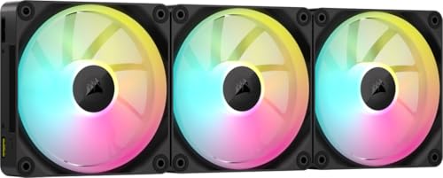 Corsair iCUE LINK LX120 RGB 120mm PWM-Lüfter Dreierpack – Dual Light Loops – Inklusive iCUE LINK System Hub – Corsair AirGuide Technologie – Schwarz
