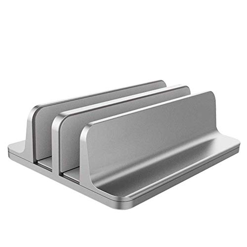 Vertikaler Laptop-Ständer aus Aluminium, doppelter Desktop-Ständerhalter mit verstellbarem Dock für alle MacBook Pro/Air/iPad, Notebooks und