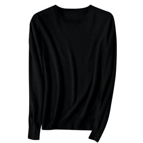 OIOLOYJM Fall Cashmere Sweaters for Women 2025 Crewneck Long Sleeve Tops Knitted Pullovers Lightweight Merino Wool Sweater