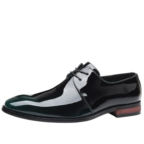 Men's Dress Shoes Faux Leather Casual Lace Up Plain Toe Non Slip Rubber Sole Slip Resistant Anti-Slip Business(Green,7.5)