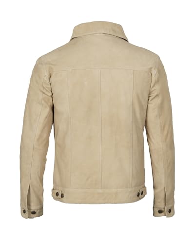 Image of fjackets Real Lambskin Vintage Trucker Leather Jacket Men - Shirt Collar Style Leather Jackets For Mens