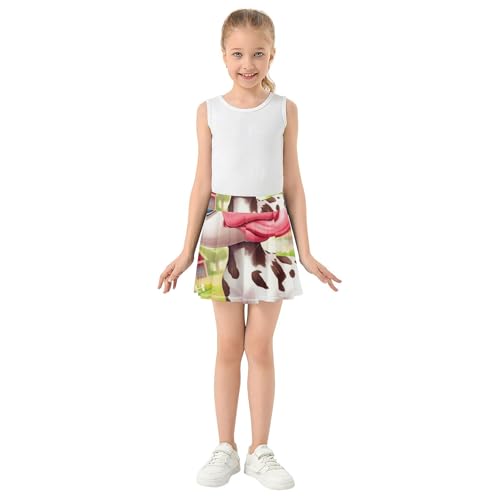 Cute Cartoon Cow Farm Athletic Shorts Girls Skorts Tennis Skirts for Kids Custom Girl Skort 3t3