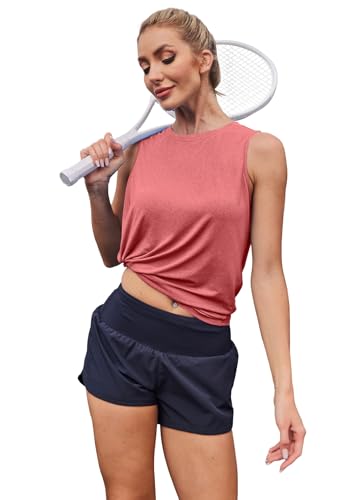Image of Womens Workout Tank Tops Lightweight Sleeveless Shirts for Women Loose Fit Tops for Athletic Running Tennis Yoga