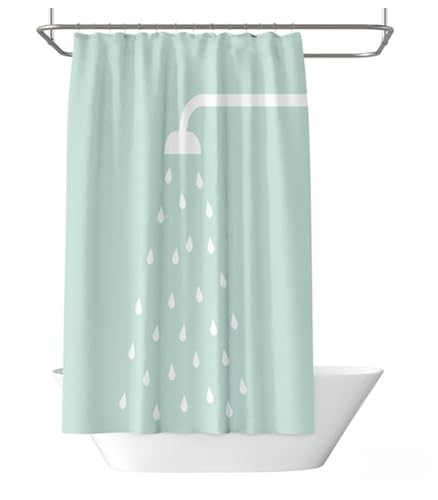 YongXinMY Divertida cortina de ducha – Cortina de baño impermeable de estilo nórdico moderno, tela de poliéster lavable minimalista con 12 ganchos para divisor de bañera de baño (verde, 80 x 180 cm)