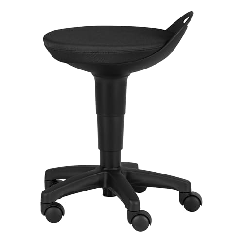 Image of Rolling Adjustable-Height Padded Stool - Black