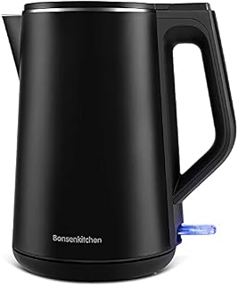 Bonsenkitchen Stainless Steel Electric Kettle,1.5L Double Wall Cool Touch Water Boiler, BPA-Free Cordless Water Kettle with Auto-shutoff & Boil-Dry Protection, EK8008