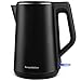 Bonsenkitchen Wasserkocher Edelstahl, 1.5L Elektrischer Wasserkessel Doppelwand Design, 2200W Schnelles Kochen, BPA-frei, Warm Halten, Kabellos, Trockenkochschutz und Automatische Abschaltung