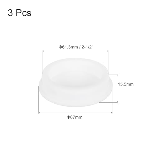 Image of MECCANIXITY 3Pcs T-Shaped Silicone Plugs 61.3mm 2-1 /2 Inch Dia Snap in Plug Hole Seal Cover Round Rubber Stopper for Kitchen Rubber Bulkheads Waterproof Sealing Plugs White