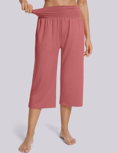 Image of UEU Women's Yoga Capri Pants Loose Soft Drawstring Workout Sweatpants | Comfortable Stretchy Fabric, Casual Lounge Pants, Side Pocket, Workout Travel Daily Wear