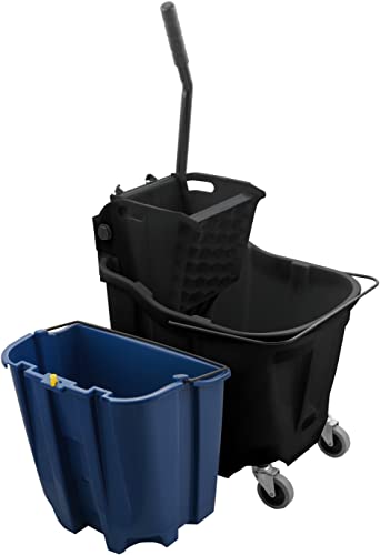 Image of SPARTA OmniFit Mop Bucket System, Durable Mop Bucket, Side Press Wringer, and Soiled Water Insert, Floor Cleaning Essentials for Commercial and Home Use, 35 Qt Capacity, 1 Count, Black