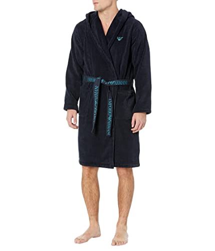Emporio Armani Peignoir à capuche pour homme, bleu, bleu, M