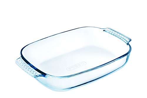 Pyrex Borosilicate Glass Rectangular Roaster with Easy Grip Handles 39x25cm