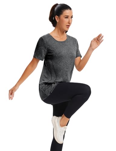 Image of Cucuchy Womens Yoga Tops Flowy Fitness Workout Shirts Short Sleeve Activewear