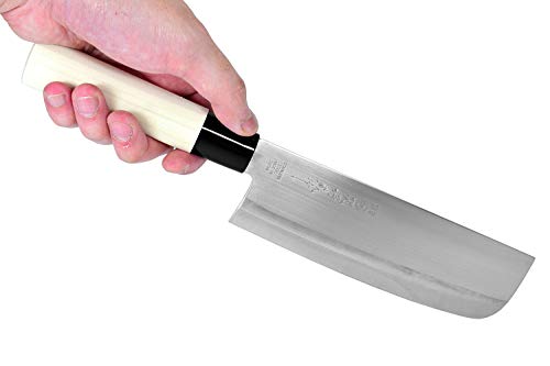 Image of Seki Japan TSUBAZO Japanese Vegetable Kitchen Knife, Stainless Steel Nakiri Knife, Shiraki Handle, 170 mm (6.7 in)