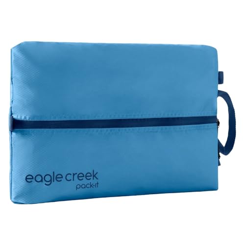 Eagle Creek Pack-It Isolate Shoe Sack - Breathable Shoe Sack for Travel - Lightweight & Portable - Washable - Water-Resistant - Easy-Grab Zipper - Top Handle - Blue Dawn
