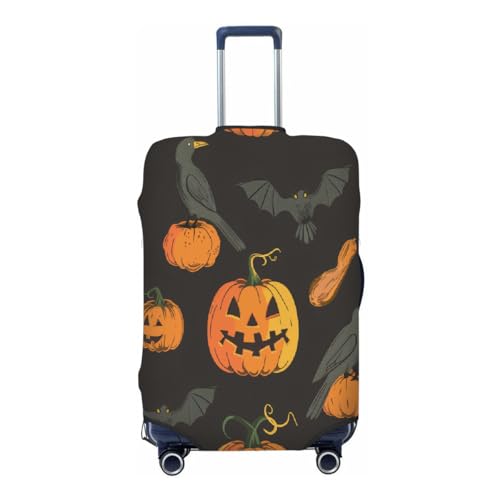 Halloween Pumpkins Crows Stretchable Luggage Covers for Suitcase TSA Approved, Dust Proof and Scratch Resistant Travel Luggage Protector for Carry On (22-24 in)