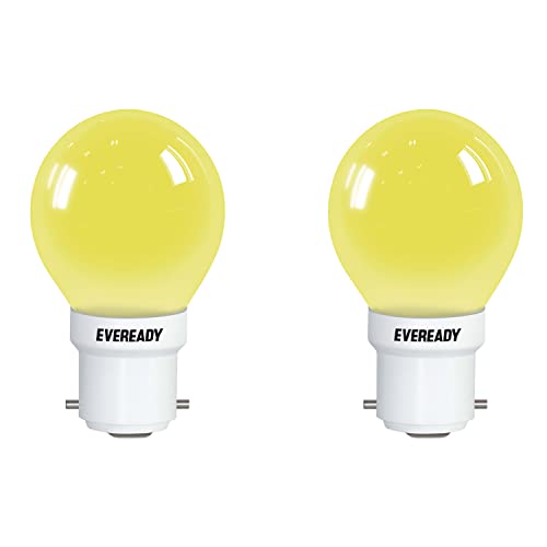 Eveready LED Deco | 0.5W LED Bulb | Lifespan of Up to 30000 Hours | Instant Start | 1 Year Warranty | Low Maintenance & Energy Efficient | Cool Daylight (6500-7500K) | B22 | Yellow| Pack of 2 Eveready LED Deco | 0.5W LED Bulb | Lifespan of Up to 30000 Hours | Instant Start | 1 Year Warranty | Low Maintenance & Energy Efficient | Cool Daylight (6500-7500K) | B22 | Yellow| Pack of 2