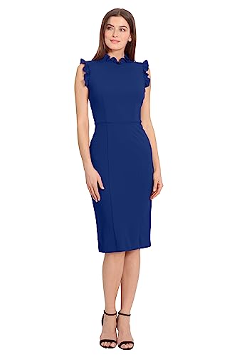 Image of Maggy London Womens Ruffle Neck and Armhole Sheath Dress