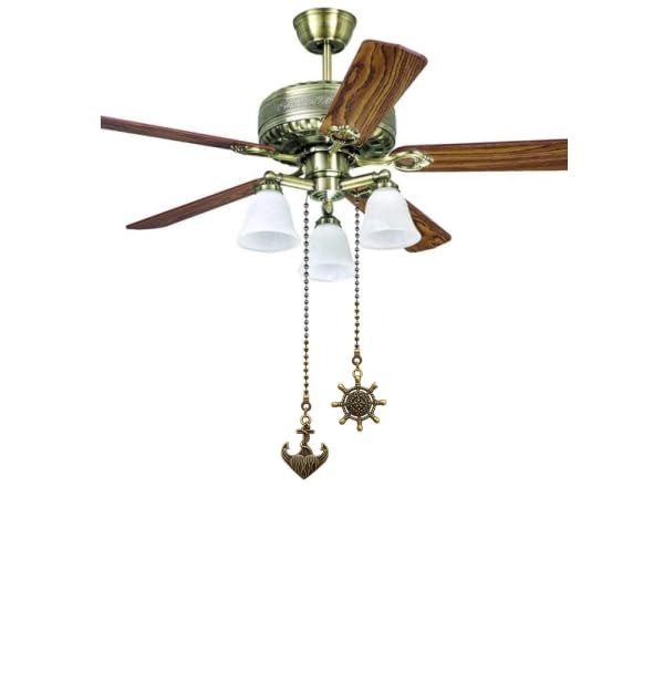Image of 2pcs Vintage Anchor and Wheel Charm Pendant Ceiling Fan Danglers Fan Pulls Chain Extender with Ball Chain Connector （Bronze）