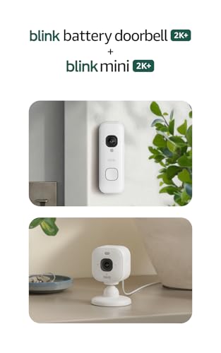 Image of Blink Battery Doorbell 2K+ (newest model) and Mini 2K+ (newest model) - 2K video resolution, enhanced audio. Sync Module Core included - 2 Cameras + Battery Doorbell 2K+ (White)